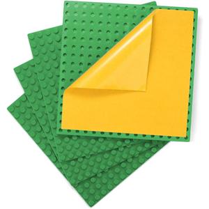 MIMAX Self-Adhesive Baseplates Compatible with DUPLO, Peel-and-Stick Baseplate for DIY Play Table or Wall - 4 Pack (10" x 10") (Green)