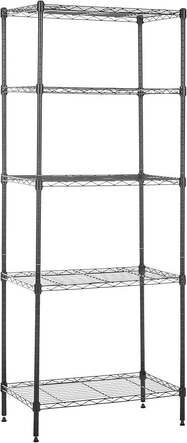 Amazon Basics 5-Shelf Adjustable, Storage Shelving Unit, (200 Pound Loading Capacity per Shelf), Steel Organizer Wire Rack, 23.2 x 13.4 x 60 inches (LxWxH), Chrome