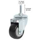 Finnhomy Stem Caster Wheels 2 Inch Heavy Duty Threaded Swivel Casters 1/4" - 20 x 1 Set of 4 for Wire Shelve Wheels P Anti-wear Smooth Casters, Black, 2 Inch, 1/4" - 20 x 1" (No brake)