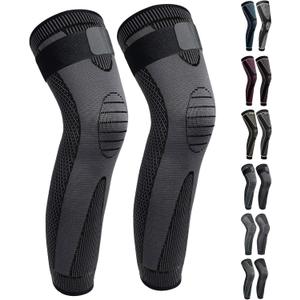 Full Leg Sleeves Long Compression Leg Sleeve Knee Sleeves Protect Leg, for Man Women Basketball, Arthritis Cycling Sport, Size Large