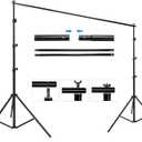 HYJ-INC Photography Umbrella Lighting Kit with 85w Led Bulb,Muslin Backdrop (White Black), Backdrop, Clips Clamp,8.5 * 10ft Photo Background Photography Stand System for Photo Video Studio Shooting