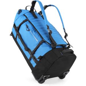 Rolling Duffle Bag with Wheels,86L 30Folding Duffle Backpack with 2 Wheels,Travel Bag with Separate Shoe Compartment,Blue