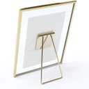 MIMOSA MOMENTS Brass Metal Floating Picture Frame Wire Easel (Brass, 5X7)