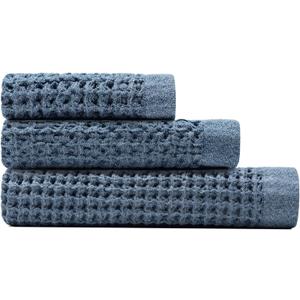 ONSEN Waffle Bath Towel Set – 3-Piece Lightweight Cotton Towels for Bathroom – Bath, Hand and Face Towels – Quick Dry, Absorbent, Soft – Ideal for Guest, Travel or Home – Denim Blue
