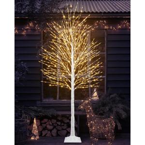 7 FT Lighted Birch Tree Artificial White Tree with 1224 LED Timer Outdoor Artificial Trees for Christmas Festival Patio Home Indoor Decor