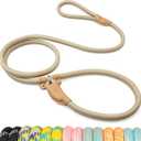 Durable Slip Leads for Dogs, Heavy Duty Strong Rope Slip Leash for Large, Medium Dogs No Pull Training Leashes (Khaki, 1/2" x 6 FT (30~120 lbs.))