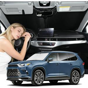 Windshield Sunshade for Toyota Grand Highlander 2024-2026 Sun Shade Windshield 4 Layers Blocks UV Rays Custom Fit Grand Highlander Car Window Shade Windshield Keep Cool Car Accessories