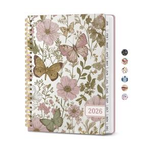 2026 Planner, Weekly and Monthly Planner for Women, Jan 2026 - Dec 2026 Pretty 2026 Calendar Planner with Monthly Tabs, Inner Pocket, Spiral Binding, Perfect for Office Home School - 6.3" x 8.5", Pastel Floral