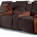 Ruaozz Waterproof Recliner Sofa Cover with Console Non-Slip Couch Covers for Reclining Couches Pet Cover for Double Recliner Sofa Cover with Elastic Straps for Kid Dogs Pets (Chocolate, 3 Seater)