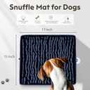 FunFurry Snuffle Mat for Dogs, Dog Puzzle Mat, Interactive Dog Toys for Enrichment,Sniff Mats with Non-Slip Backing,Suitable for Breeds and Sizes of Dogs (Navy, 17" X 15")