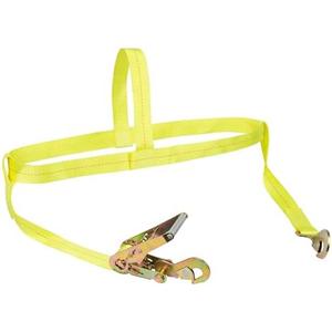 SmartStraps Tire Bonnet Ratchet Straps — Commercial Duty Tire Bonnet Tie Down with Ratchet — 10,000lb Break Strength, 3,333lb Safe Load — Haul Equipment, Tractors and Vehicles, Small, Yellow, 1 Pack
