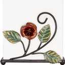 OwlGift Multicolor Napkin Holder  Rose Design Metal Napkin Storage for Tables Modern Serviette Organizer  Tissue Dispenser Perfect for Outdoor Events  Decorative Clear Cocktail Napkin Kitchen Dcor