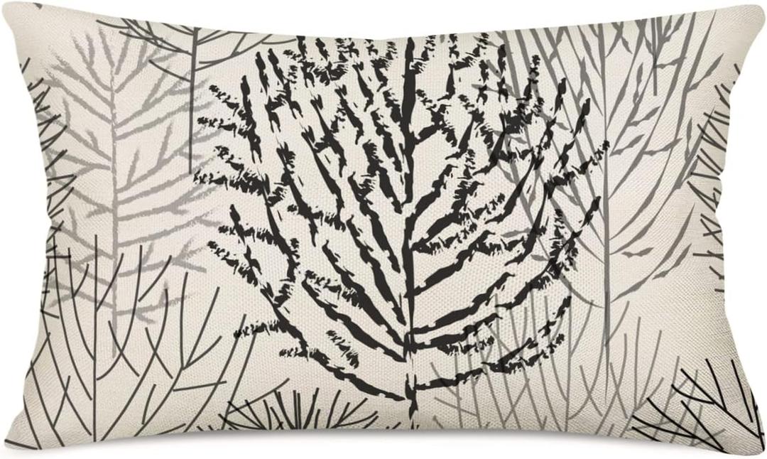 Neutral Abstract Pillow Cover 12x20 Throw Pillow Covers Black Gray White Lumbar Pillows Case Modern Farmhouse Oblong Pillow Protector Decorative Pillowcase Decor Cushion Case for Home Couch Sofa Chair