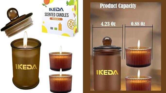 Ikeda Scented Candles, Pack of 3