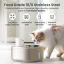 Pawspik Stainless Steel Cat Water Fountain,108 oz/3.2 L Cat Water Dispenser, Battery Operated Dog Fountain,Water Bowl, Automatic Pet Fountain with Motion Sensor, 5000 mAh Battery