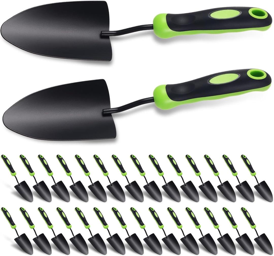 Yaocom 30 Pcs Garden Shovel Aluminum Alloy Heavy Duty Trowel Small Digging Shovels Metal Hand Trowel Spade with Soft Handle for Garden Lawn Yard Planting Tool, Hand Shovel, Black