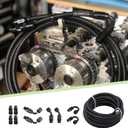 4AN 1/4 PTFE E85 Hose Braided Fuel Line Fitting Kit 20FT Transmission Oil Cooler Line Nylon Stainless Steel Black