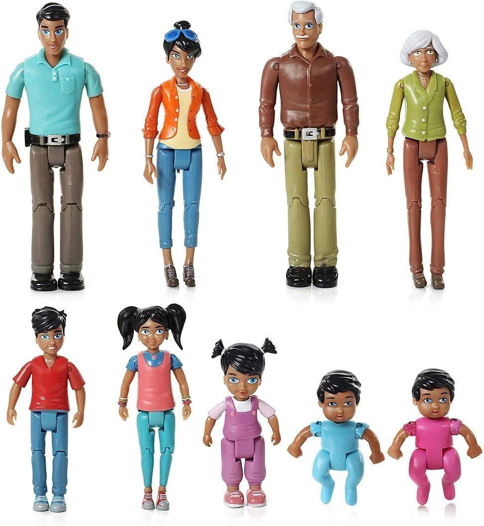 Beverly Hills Doll Collection Sweet Li'l Family Hispanic Dollhouse People Set of 9 Action Figure Set  Grandpa, Grandma, Mom, Dad, Sister, Brother, Toddler, Twin Boy & Girl