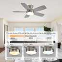 JSAITEE Ceiling Fans with Lights, 42 Inch Low Profile Ceiling Fan with Light and Remote/App Control, Flush Mount, Reversible, 3CCT, Dimmable, Noiseless, Nickel Ceiling Fan for Indoor/Outdoor Use
