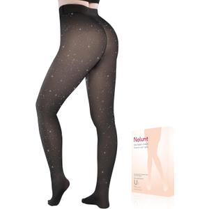 NOLUNT Fleece Lined Tights Sheer Women,Fake Translucent Warm Pantyhose Leggings Sheer Thermal Tights for Women in Winter. (Medium Petite)