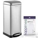 happimess Betty 8 Gal Step Trash Can Soft-Close Lid, Platinum Silver