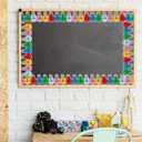 5 x 32.8ft Colorful Light Bulletin Board Border Y2K Light Bulb Die-Cut Border Trim for Motivational Chalkboard Decoration