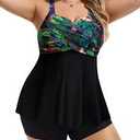 Hanna Nikole Women's Plus Size Tankini Swimsuit Two Piece Bathing Suits Flowy Swim Tops with Boy Shorts 18W