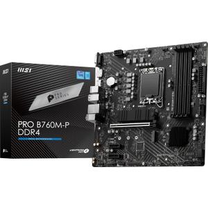 MSI PRO B760M-P DDR4 ProSeries Motherboard (Supports 12th/13th/14th Gen Intel Processors, LGA 1700, DDR4, PCIe 4.0, M.2, USB 3.2 Gen2, HDMI/DP, mATX)
