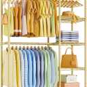 Ulif F2 Clothes Rack, 5 Tiers Heavy Duty Garment Rack for Bedroom, Freestanding Adjustable Closet Storage Organizer, 46.1" W x 15.4" D x 78.3" H, Load 630lbs, Upgraded Gold