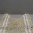 PURRUGS Bathroom Rug Non-Slip Machine Washable 20" x 24" U-Shaped, Super Absorbent and Quick Dry Shaggy Microfiber Bath Mat, Extra Soft and Plush Contour Rug for Toilet Base, Beige