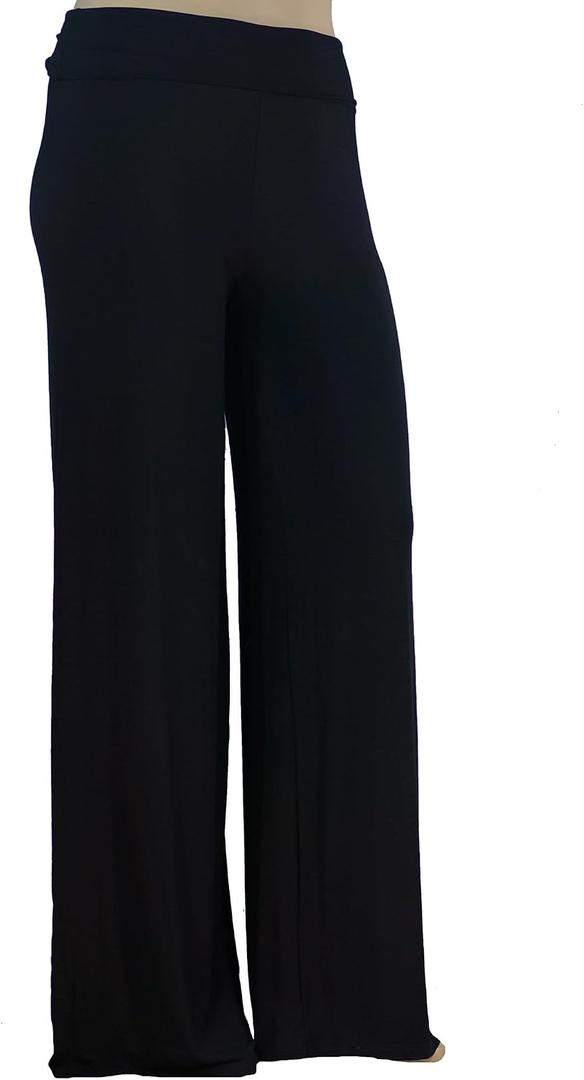 Stylzoo Plus Size Palazzo Pants Women Black 4X - Dress Pants Wide Leg Pull On Super Soft Comfortable Silky, 34" Tall