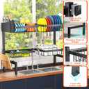 YKLSLH 4 Baskets Over The Sink Dish Drying Rack, Extendable Large Capacity Sink Rack, Metal Drying Rack Saving Space,for Most Sinks (26.57"-35")