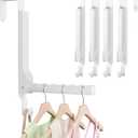 4 Pack Over The Door Hanger Foldable Over The Door HooksRust-Resistant Overdoor Hanger Hook for Laundry (Clothes Drying Rack)&Bathroom (Towel Rack) Small Portable,White