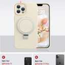 PuyaTeya Liquid Silicone Case for iPhone 11 pro MAX with Magnetic Ring Stand, Upgraded Camera Lens Protection, Mil-Grade Drop Shockproof, Anti-Scratch Microfiber Lining Silicone Case (Beige)