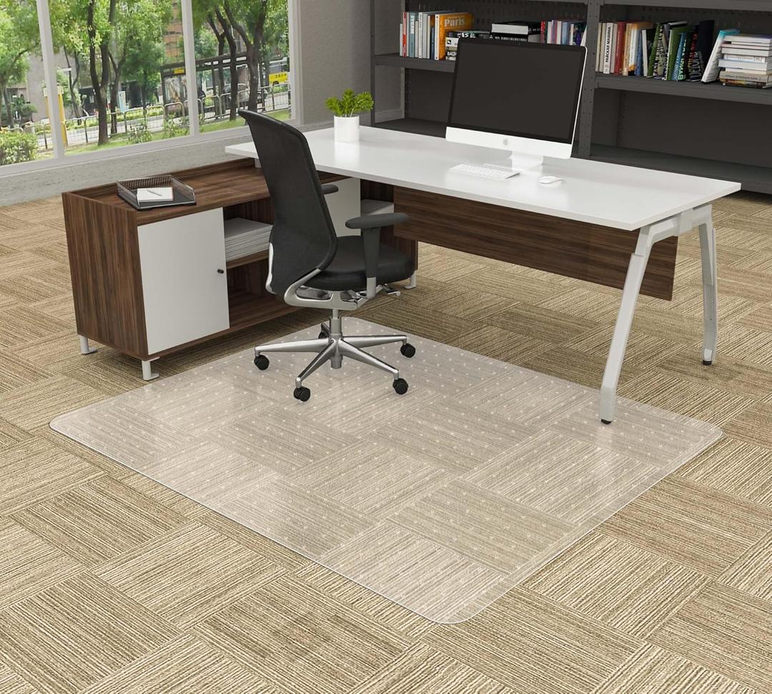 Amyracel Large Office Chair Mat for Low Pile Carpet - 44" x 58" Clear Carpet Chair Mat for Home & Offices, Easy Glide Plastic Floor Mat for Office Chair On Carpet