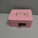 Medium Cash Box with Combination Lock Safe Metal Money Box with Money Tray for Security Lock Box 7.87x 6.30x 3.54Inch Pink Medium