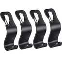 4 Pack Car Back Seat Headrest Hook Hanger for Purse Grocery Bag Handbag Hat, Purse Hook for Car with Clip