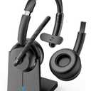 COSMUSIS Wireless Headset with Mic for Work, Bluetooth 5.3 Headsets with Microphone and Detachable Earpads, 50H Playtime with Charging Base, Noise Cancelling Headphones for Work with Mic Mute