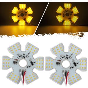 Partsam 2Pcs Ultra-Thin Hex Style Dual Function Interior 54 diode LED Air Breather Light 4.8" Decorative Air Cleaner Lamp for Peterbilt Kenworth Freightliner Trucks, Trailers, RVs IP67 12-30V (Yellow)