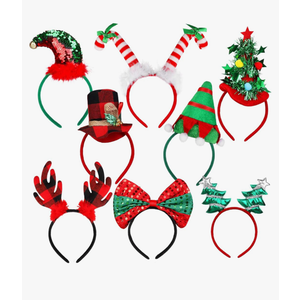 URATOT 8 Pack Christmas Reindeer Hair Hoop Headbands Xmas Party Costume Photo Prop Booth Headbands for Favors