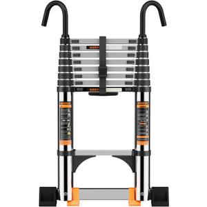 Telescoping Ladder,with Stable Hook and stabilizer barand,12.5 FT Extension Ladder, Heavy Duty 330lbs Max Capacity, Multi-Purpose Collapsible Ladder for RV or Outdoor Work (3.8M/12.5FT)