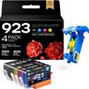 923 Ink Cartridges (Without Chip) Work for HP 923 923XL Ink Cartridges Combo Pack Compatible with HP OfficeJet 8120 8122e 8123 OfficeJet Pro 8130 8135e 8138e 8139e Printers- 4 Pack