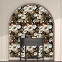 Vintage Wallpaper Peel and Stick Dark Floral Contact Paper 17.5in x 118in White Gold Flower Wallpaper Vinyl Waterproof Self Adhesive Boho Leaf Botanical Wall Paper for Bedroom Cabinet Table Decoration