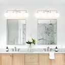 Modern 4-Lights Brushed Nickel Vanity Lights Over Mirror, Bathroom Lighting Fixtures with Milk White Globe Glass Shade, Industrial Bathroom Wall Sconce for Dressing Table Bedroom Living Room