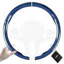 Aimato Carbon Fiber Steering Wheel Cover 2 Piece Non-Slip Clip on Steering Wheel Cover, Ultra-Thin Breathable, Universal Fit 14.5"-15" Wheel, Bright Blue