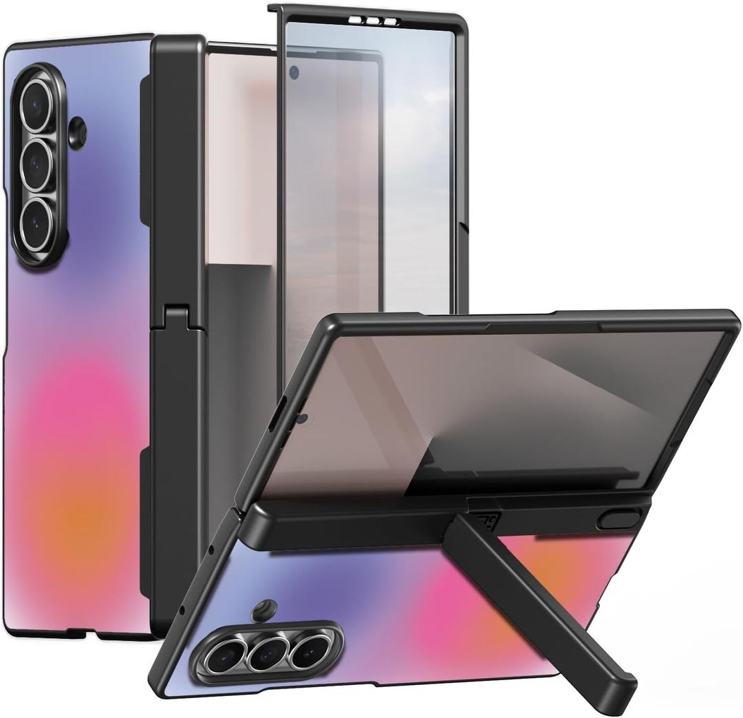 Magnetic for Samsung Galaxy Z Fold 7 Case - Compatible with Magsafe - Built-in [Screen Protector] [Hinge Protection] [Kickstand] - Full Body Protective Phone Case - Fade Out Black