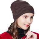 2 Pack Fleece Lined Slouchy Stocking Winter Warm Beanie Men Women Soft Knit Thermal Cuffed Skull Cap Plain Hat (Medium-Large, 2p--coffee-black)