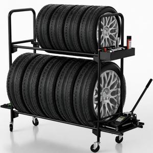 Rolling Tire Rack for Garage,Tire Storage Rack, Heavy-Duty Wheel Rack, Tire Shelf with 5" Caster Wheels