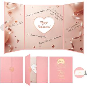 Retirement Party Decorations, Large Happy Retirement Card for Women & Men, Farewell Retired Signature Guestbook for Retirement Party Supplies Pink