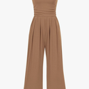 PRETTYGARDEN Womens Summer Jumpsuits Dressy Casual One Piece Outfits Sleeveless Mock Neck Wide Leg Pants Rompers with Pockets XL Brown